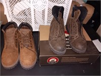 2 pairs size, 12 men's boots, sketchers and red
