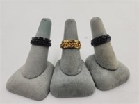 New Mens Rings- Stainless/ Black & Gold Tone
