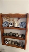 Trinket shelf full miniature pottery vases, Royal