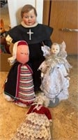 Kurt Adler porcelain doll, priest doll, nun nurse