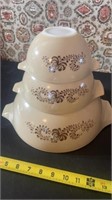 Pyrex Homestead Brown Cinderella Nesting Bowls