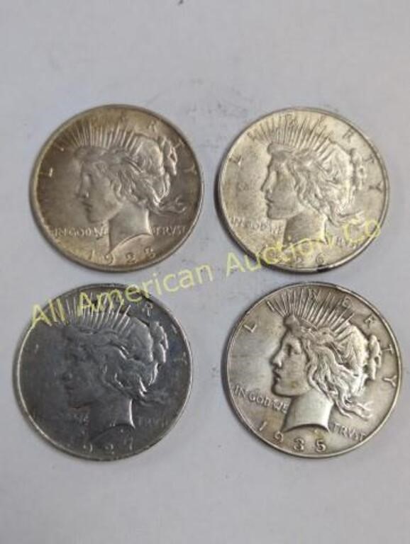 4 - PEACE DOLLARS 1923, 1926, 1927, & 1935