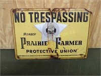 NO TRESSPASSING PRAIRIE FARMER METAL SIGN
