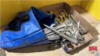 Bag and Box of assorted wrenches