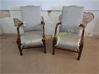 VINTAGE REFINISHED PAIR OF MAHOGANY ARM CHAIRS