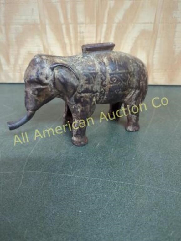 ANTIQUE CAST IRON ELEPHANT BANK
