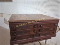 ANTIQUE OAK J & P COATS 6 DRAWER SPOOL CABINET