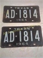 PAIR OF 1964 TEXAS LICENSE PLATES