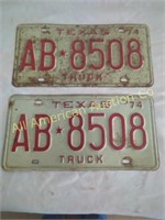 PAIR OF 1974 TEXAS TRUCK LICENSE PLATES