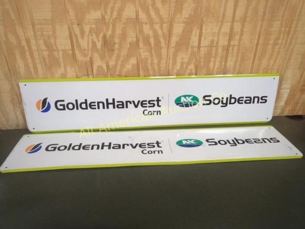 2 GOLDENHARVEST METAL SOYBEANS SIGNS