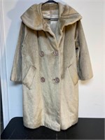 Tan Faux Fur Long Coat - Small