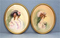 (2) 1906 Gibson Girl Watercolor Paintings
