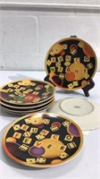 Set of Seven Vintage Bunco Plates K7A