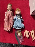 Old dolls, doll parts