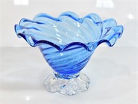 CHALET GLASS BLUE SWIRL ART GLASS BOWL