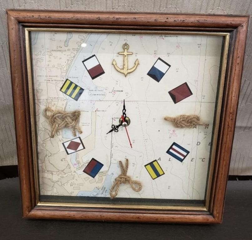 New Map Clock. 10" Square.