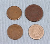 1865 2¢ Copper, 1863 & 1865 Indian Cents