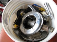 Bucket of misc plumbing items