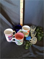 Vintage Glass Barrell Mugs, Coffee Cups