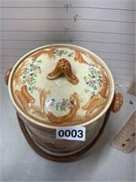 1970s Wicker Handle Cookie Jar