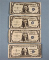 (4) Circulated $1 Silver Certificates