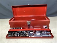 Red Tool Box & Socket Set, Etc