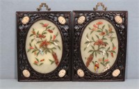 (2) Antique Chinese Carved Hardstone Plaques