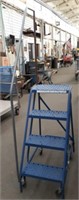 Blue Warehouse/Garage Ladder on Wheels