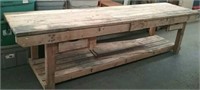 Large Wood Working Bench With 2 Drawers,