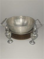 Metal serving bowls and trays