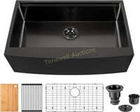 33 Inch Black Farmhouse Sink  Stainless Steel