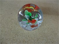 Vintage Glass Art  paperweight  Round