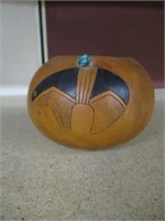 Vintage Native American carved Gourd  Signed