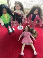 Four collectors dolls
