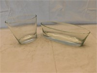 2 glass oval long vases.