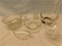 Glass bowls, flower pot, etc.