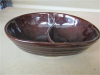 Vintage Marcrest stoneware divided bowl