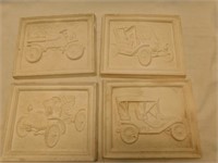Four 8.5" x 7" unfinished car pictures
