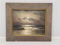Framed Moonlit Seascape Print