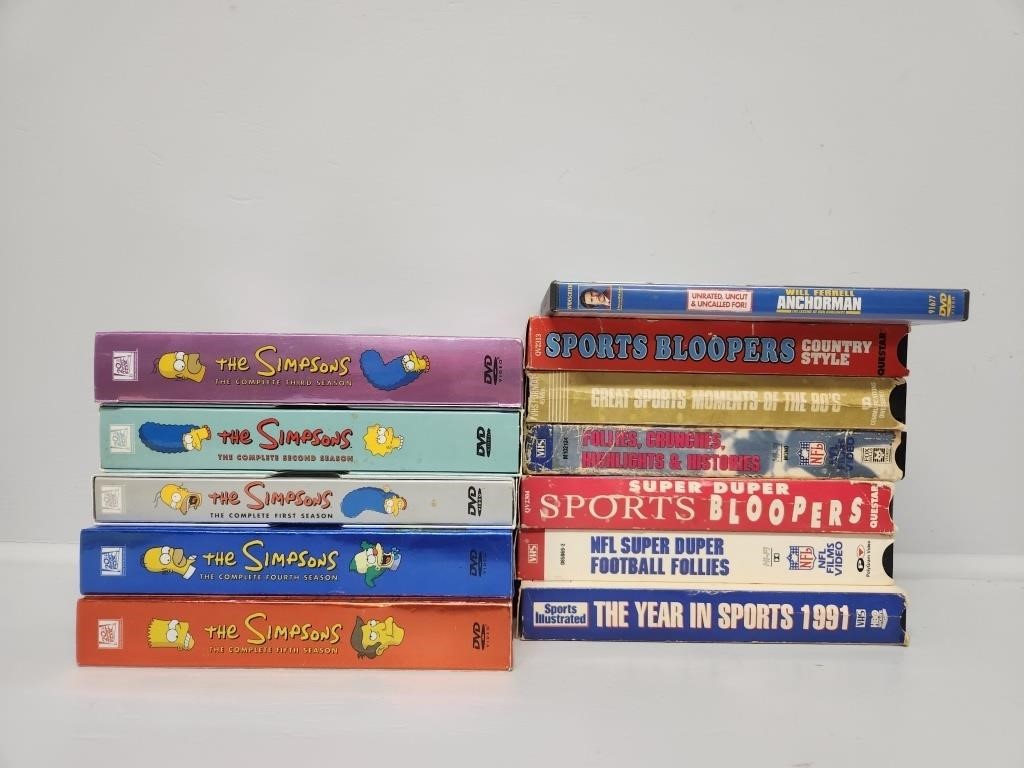 DVDs and VHS: Simpsons 1-5 Season, Sports Bloopers