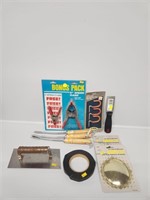 Spring Clamps, Hammer In Hooks, Putty Knife,