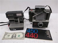 2 Vintage Polaroid Cameras - 440 Folding Land