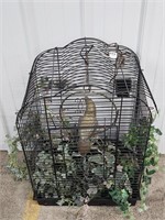 Metal Bird Cage with Faux Vines and Bird