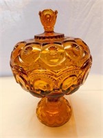 L.E. Smith??   Moon & Star amber candy dish.