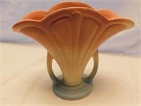 Hull Pottery 9.5" Fan Vase, Pink Blue.