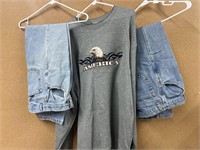 Men’s Sweatshirt and (2) pairs of jeans