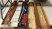 Airplane Parts and Blue prints, empty box