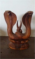 Wood Carved Cobra Statue