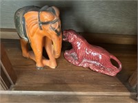Large décor elephant and tiger planter