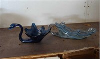 (2) Blown Glass Dishes